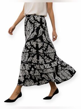 Steilmann  Layered Lightweight Midi Black and White Skirt